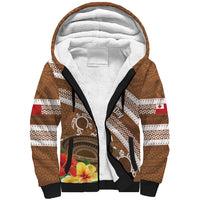Kingdom Of Tonga Emancipation Day Sherpa Hoodie Tongan Ngatu With Kumete Brown LT14 Unisex Brown - Polynesian Pride