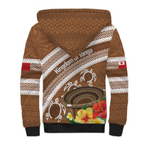 Kingdom Of Tonga Emancipation Day Sherpa Hoodie Tongan Ngatu With Kumete Brown LT14 - Polynesian Pride