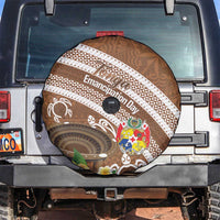 Kingdom Of Tonga Emancipation Day Spare Tire Cover Tongan Ngatu With Kumete Brown LT14 Brown - Polynesian Pride
