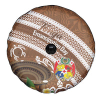 Kingdom Of Tonga Emancipation Day Spare Tire Cover Tongan Ngatu With Kumete Brown LT14 - Polynesian Pride
