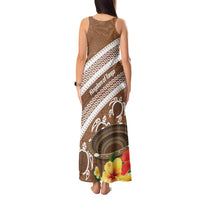 Kingdom Of Tonga Emancipation Day Tank Maxi Dress Tongan Ngatu With Kumete Brown LT14 - Polynesian Pride