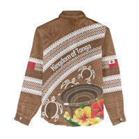 Kingdom Of Tonga Emancipation Day Women Casual Shirt Tongan Ngatu With Kumete Brown LT14 - Polynesian Pride