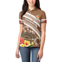 Kingdom Of Tonga Emancipation Day Women Polo Shirt Tongan Ngatu With Kumete Brown LT14 - Polynesian Pride