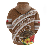 Kingdom Of Tonga Emancipation Day Zip Hoodie Tongan Ngatu With Kumete Brown LT14 - Polynesian Pride