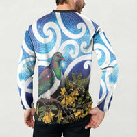 Kekeru New Zealand Matariki Button Sweatshirt Kukupa Kowhai Maori New Year Blue Version