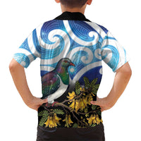 Kekeru New Zealand Matariki Family Matching Mermaid Dress and Hawaiian Shirt Kukupa Kowhai Maori New Year Blue Version LT14 - Polynesian Pride