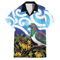 Kekeru New Zealand Matariki Family Matching Short Sleeve Bodycon Dress and Hawaiian Shirt Kukupa Kowhai Maori New Year Blue Version LT14 Dad's Shirt - Short Sleeve Blue - Polynesian Pride