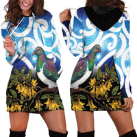 Kekeru New Zealand Matariki Hoodie Dress Kukupa Kowhai Maori New Year Blue Version LT14 - Polynesian Pride