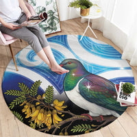 Kekeru New Zealand Matariki Round Carpet Kukupa Kowhai Maori New Year Blue Version LT14 - Polynesian Pride