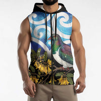Kekeru New Zealand Matariki Sleeveless Zip Hoodie Kukupa Kowhai Maori New Year Blue Version LT14 - Polynesian Pride