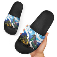 Kekeru New Zealand Matariki Slide Sandals Kukupa Kowhai Maori New Year Blue Version LT14 - Polynesian Pride