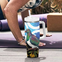 Kekeru New Zealand Matariki Tumbler With Handle Kukupa Kowhai Maori New Year Blue Version LT14 - Polynesian Pride
