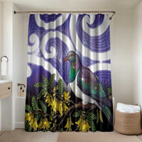 Kekeru New Zealand Matariki Bathroom Set Kukupa Kowhai Maori New Year Purple Version LT14 Shower Curtain Only Purple - Polynesian Pride