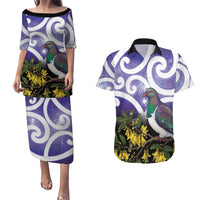 Kekeru New Zealand Matariki Couples Matching Puletasi and Hawaiian Shirt Kukupa Kowhai Maori New Year Purple Version LT14 Purple - Polynesian Pride
