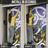 Kekeru New Zealand Matariki Door Cover Kukupa Kowhai Maori New Year Purple Version LT14 - Polynesian Pride