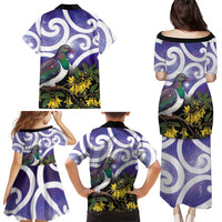 Kekeru New Zealand Matariki Family Matching Puletasi and Hawaiian Shirt Kukupa Kowhai Maori New Year Purple Version LT14 - Polynesian Pride