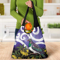 Kekeru New Zealand Matariki Grocery Bag Kukupa Kowhai Maori New Year Purple Version LT14 - Polynesian Pride