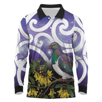 Kekeru New Zealand Matariki Long Sleeve Polo Shirt Kukupa Kowhai Maori New Year Purple Version LT14 Purple - Polynesian Pride