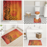 French Polynesia Manta Ray Tattoo Bathroom Set Tahiti Hahalua Tiare Maori Gradient Style