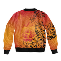 French Polynesia Manta Ray Tattoo Bomber Jacket Tahiti Hahalua Tiare Maori Gradient Style