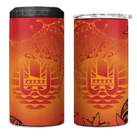 French Polynesia Manta Ray Tattoo 4 in 1 Can Cooler Tumbler Tahiti Hahalua Tiare Maori Gradient Style LT14 One Size: 16 oz Orange - Polynesian Pride