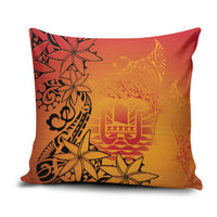 French Polynesia Manta Ray Tattoo Pillow Cover Tahiti Hahalua Tiare Maori Gradient Style