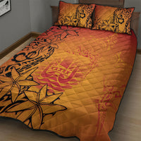 French Polynesia Manta Ray Tattoo Quilt Bed Set Tahiti Hahalua Tiare Maori Gradient Style