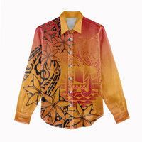 French Polynesia Manta Ray Tattoo Women Casual Shirt Tahiti Hahalua Tiare Maori Gradient Style LT14 - Polynesian Pride