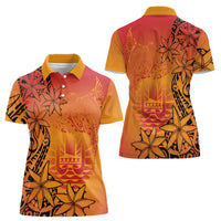 French Polynesia Manta Ray Tattoo Women Polo Shirt Tahiti Hahalua Tiare Maori Gradient Style LT14 - Polynesian Pride