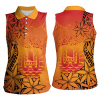 French Polynesia Manta Ray Tattoo Women Sleeveless Polo Shirt Tahiti Hahalua Tiare Maori Gradient Style LT14 - Polynesian Pride