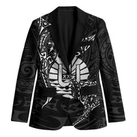 French Polynesia Manta Ray Tattoo Blazer Tahiti Hahalua Turtle Shark Black Color