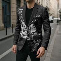 French Polynesia Manta Ray Tattoo Blazer Tahiti Hahalua Turtle Shark Black Color