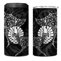 French Polynesia Manta Ray Tattoo 4 in 1 Can Cooler Tumbler Tahiti Hahalua Turtle Shark Black Color LT14 One Size: 16 oz Black - Polynesian Pride