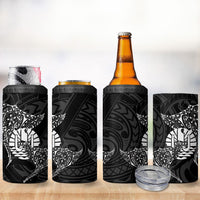 French Polynesia Manta Ray Tattoo 4 in 1 Can Cooler Tumbler Tahiti Hahalua Turtle Shark Black Color LT14 - Polynesian Pride
