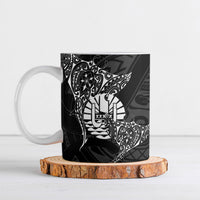French Polynesia Manta Ray Tattoo Ceramic Mug Tahiti Hahalua Turtle Shark Black Color