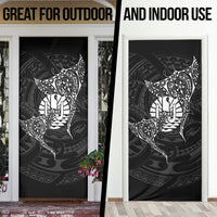 French Polynesia Manta Ray Tattoo Door Cover Tahiti Hahalua Turtle Shark Black Color