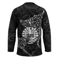 French Polynesia Manta Ray Tattoo Hockey Jersey Tahiti Hahalua Turtle Shark Black Color