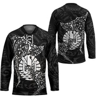 French Polynesia Manta Ray Tattoo Hockey Jersey Tahiti Hahalua Turtle Shark Black Color