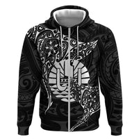 French Polynesia Manta Ray Tattoo Hoodie Tahiti Hahalua Turtle Shark Black Color