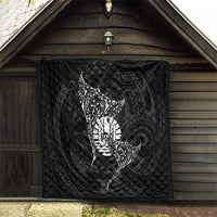 French Polynesia Manta Ray Tattoo Quilt Tahiti Hahalua Turtle Shark Black Color