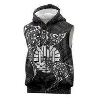 French Polynesia Manta Ray Tattoo Sleeveless Zip Hoodie Tahiti Hahalua Turtle Shark Black Color LT14 Black - Polynesian Pride