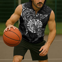 French Polynesia Manta Ray Tattoo Sleeveless Zip Hoodie Tahiti Hahalua Turtle Shark Black Color LT14 - Polynesian Pride