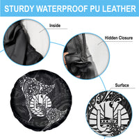 French Polynesia Manta Ray Tattoo Spare Tire Cover Tahiti Hahalua Turtle Shark Black Color LT14 - Polynesian Pride