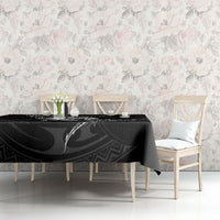 French Polynesia Manta Ray Tattoo Tablecloth Tahiti Hahalua Turtle Shark Black Color