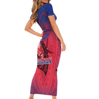 Guam Blue Marlin Fishing Short Sleeve Bodycon Dress Guahan Fish Hook Tattoo