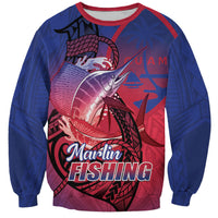 Guam Blue Marlin Fishing Sweatshirt Guahan Fish Hook Tattoo