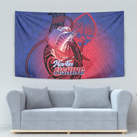Guam Blue Marlin Fishing Tapestry Guahan Fish Hook Tattoo