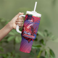 Guam Blue Marlin Fishing Tumbler With Handle Guahan Fish Hook Tattoo