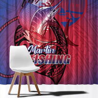 Guam Blue Marlin Fishing Window Curtain Guahan Fish Hook Tattoo