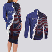 Personalized Hawaii Statehood Day Couples Matching Long Sleeve Bodycon Dress and Long Sleeve Button Shirt 66th Anniversary - Polynesian Pride
